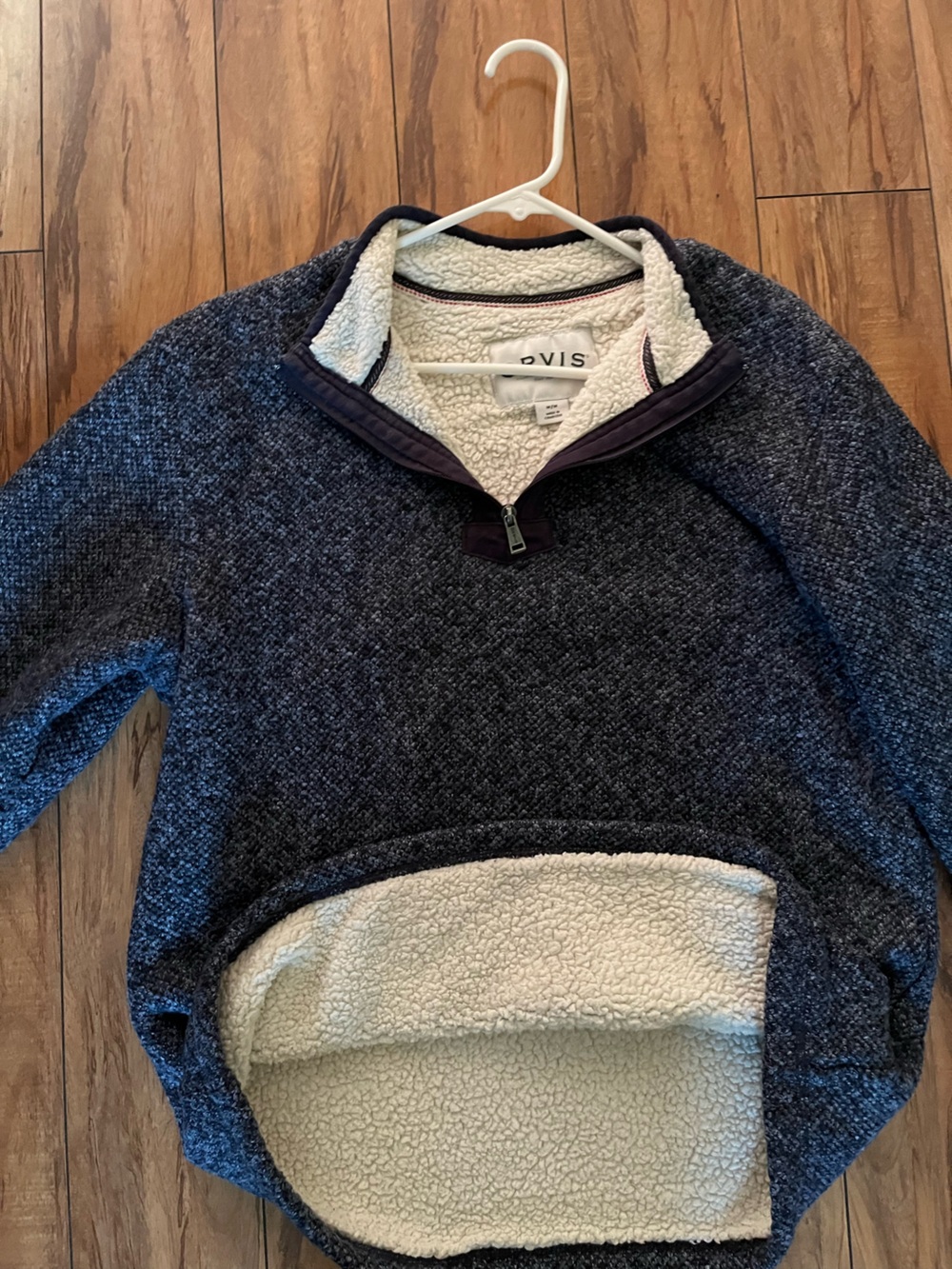 Orvis Men's Navy Half-Zip Sherpa-Lined Sweater -size medium